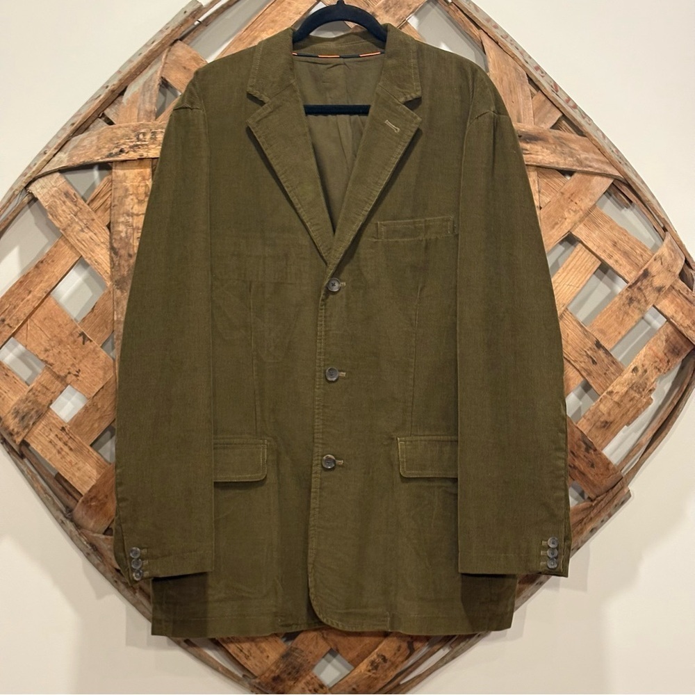 J. Crew Men’s Corduroy 3 Button Blazer Jacket Olive Green Size XL